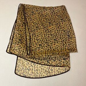 2/$20 - Leopard Print Sheer Scarf - Rectangular - Shiny and Smooth - 71” x 29”